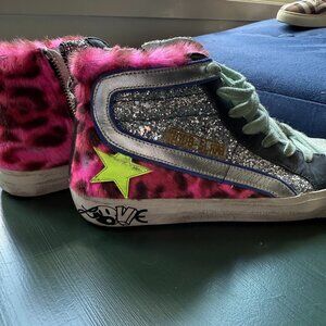 Golden Goose Pink and Silver Sneakers